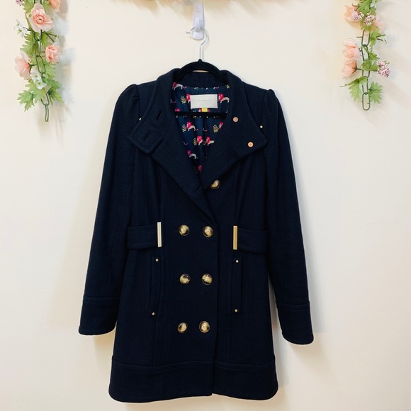 Anthropologie Leifsdottir Wool Navy Military Coat - Picture 1 of 3